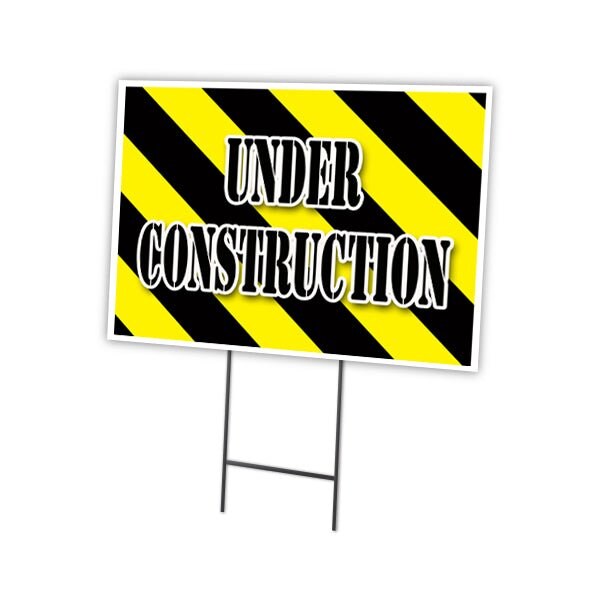 Under Construction Yard Sign & Stake outdoor plastic coroplast window, C-1216-DS-Under Construction